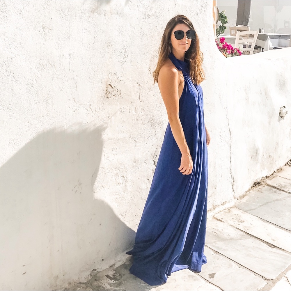 ASOS blue halter neck dress